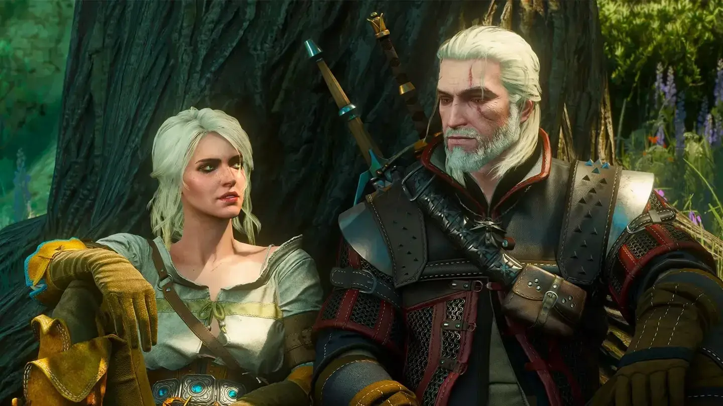 Das Bild zeigt Geralt und Ciri aus The Witcher 3