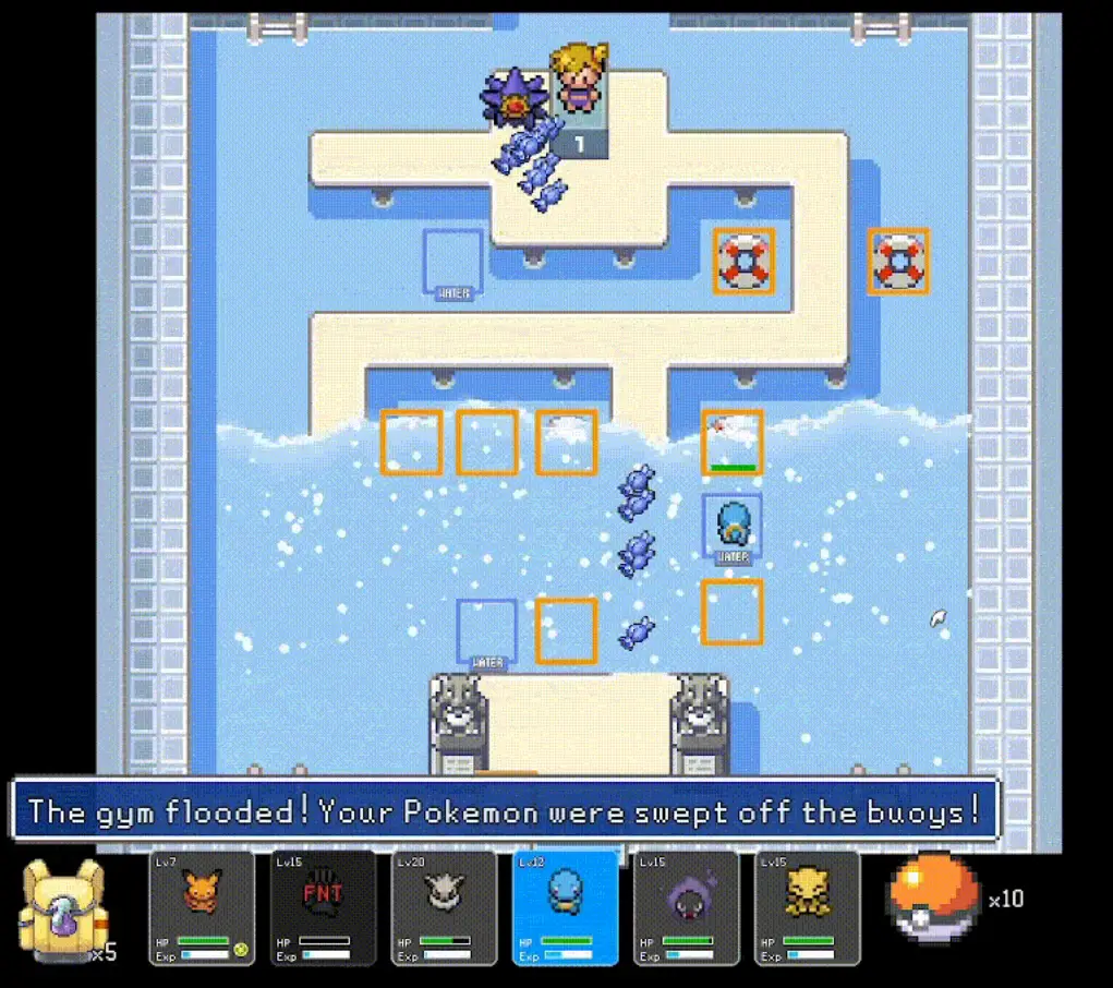 Alle acht Kanto-Fitnessstudios bieten einzigartige Herausforderungen vor dem Showdown der Elite Four (yNvRR/itch.io)